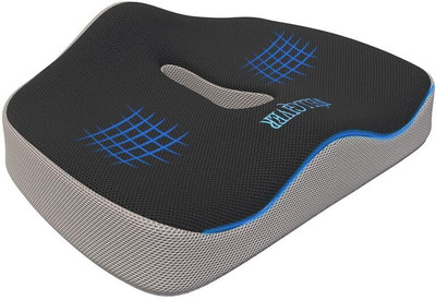 WELLGIVER Memory Form OrthoMax Coccyx Seat Tailbone Pain Relief Cushion Back / Lumbar Support(Black, Grey)