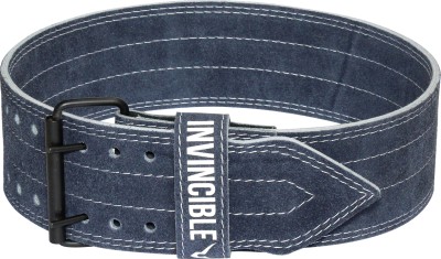 Invincible Heavy Duty Weightlifting Leather Belt 4 inch Navy X Large Weight Lifting Belt(Blue)