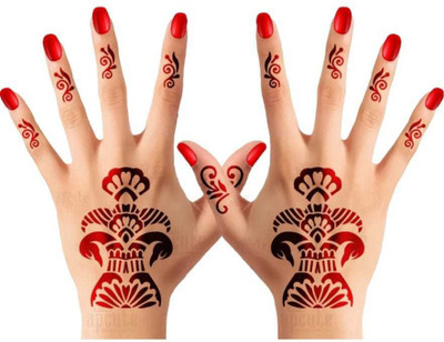 JMC 20 cm Mehndi Design Removable Sticker(Pack of 2)