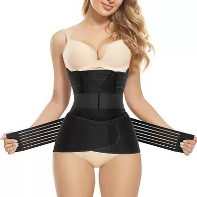 JUSTIFIT 3 in 1 Postpartum Support Recovery Belly Wrap & Abdomen Support Slimming Belt Abdominal Belt(Black)