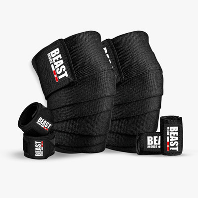 STEIGEN FITNESS Beast Mode Wrist Elbow Knee Support Wraps For Gym Men (Combo Pack Of 3) Wrist Support(Black)