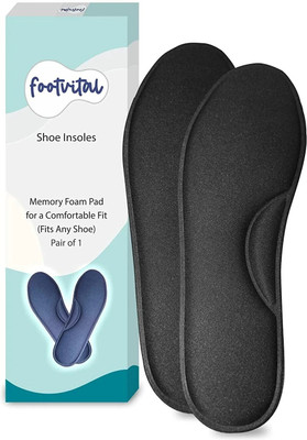 Foot Vital Memory Foam Shoe Insoles Comfortable Insoles Supports Heel & Arch (Pack of 1) Insole(Black)