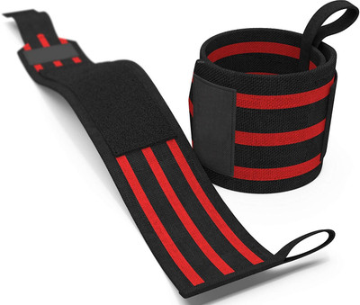 NIRVA Wrist Wraps with Thumb Loops - Wrist Support Braces for Men & Women Wrist Support(Red, Black)