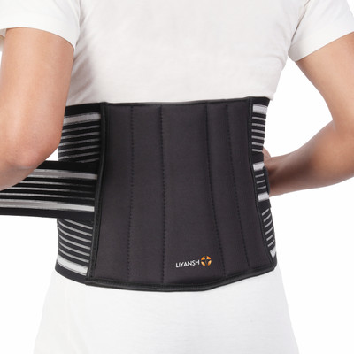 NIHILANO Lumbo Sacral Lower Back Pain Relief Brace With Double Strapping Belt (L) Back / Lumbar Support(Black)