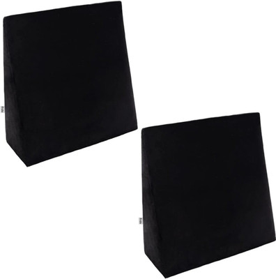 Frido Complete Back Support Wedge Cushion Made with Memory Foam, For Bed, Sofa, 2 Unit Back / Lumbar Support(Black)