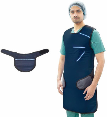 IS IndoSurgicals Lead Apron for X-Ray Protection with Thyroid Collar Lead Equivalency 0.35 mm Back / Lumbar Support(Blue)