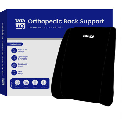 TATA 1mg Orthopedic Back Rest for Back Pain and Support Back / Lumbar Support(Black)