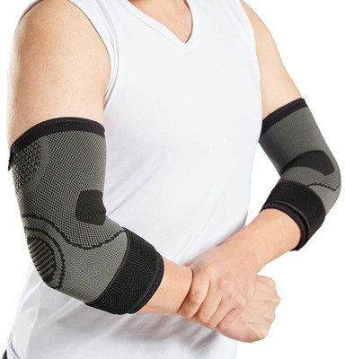 GymWar Adjustable Elbow Brace with Strap for Elbow Compression Sleeves Elbow Support(Grey)