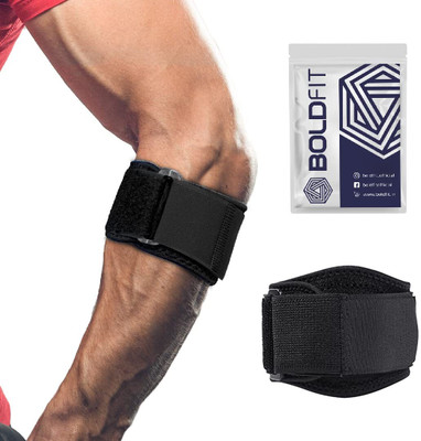 BOLDFIT Elbow Support Tennis Elbow Supporter For Gym Elbow Guard Elbow Sleeve Elbow Band Elbow Support(Black)