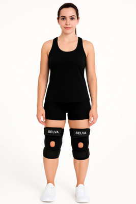 SELVA Dual Hinged (Neoprene), for Joint Stability & Pain Relief(Pair) Knee Support(Black)