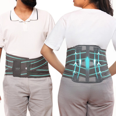 AGEasy Comfort Contoured LS Belt for Men and Women (Lumbar Support Belt) w/ Gel Padding Back / Lumbar Support(Grey)