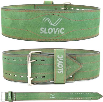 SLOVIC Genuine Leather Stabilizing Lower Back Support Weight Lifting Belt Weight Lifting Belt(Grey)