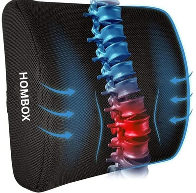 HOMBOX High Resilience Foam Backrest for Chair & Car Seat, Lumbar Support Back Back / Lumbar Support(Black)