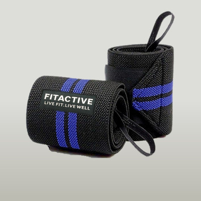FitActive Products FITACTIVE Gym & Weightlifting Wrist Wraps – Thumb Loop Support Bands, Black/Navy Wrist Support(Black)