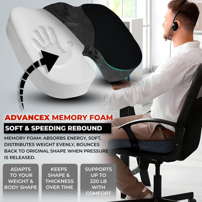 ND BROTHERS Non-Slip Orthopedic Seat Cushion for Tailbone&Sciatica Pain Relief Support ND168 Back / Lumbar Support(Black)