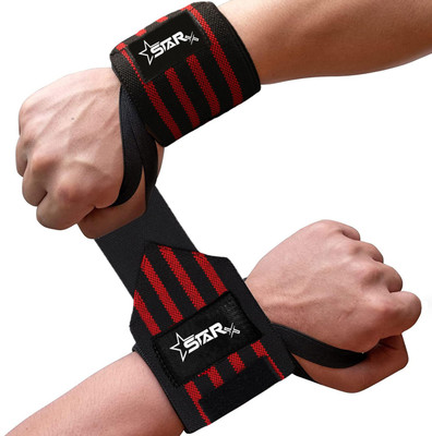 STARX Weight Lifting Wrist Support (Pack of 2) Wrist Band Training Hand Bands Red Wrist Support(Red, Black)