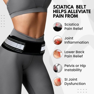 JIG'sMART Doctors ADVANCED SCIATICA RELIEF Belt Sacroiliac SI Joint Hip Belt for Back Pain Back / Lumbar Support(Black)