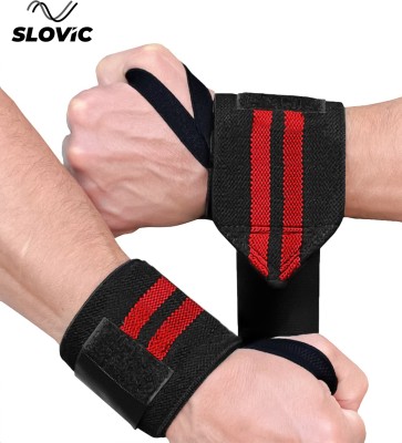 SLOVIC Heavy-Duty Wrist Wraps for Gym Wrist Support(Black, Red)