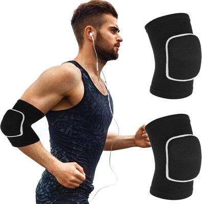GymWar (pack of 2) Elbow Brace Pad Compression Tendonitis, Tennis Elbow Support(Black)
