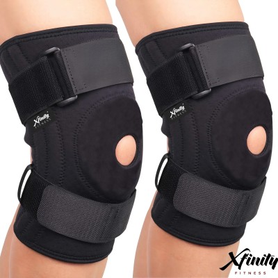 Xfinity Fitness Knee cap Open Patella support with aluminium hinges and adjustable dual straps Knee Support(Blue)