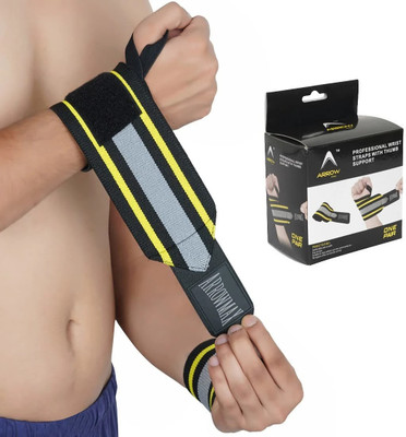 ArrowMax PROFESSIONAL GRADE-WRIST WRAPS WITH THUMB LOOPS Wrist Support(Black)