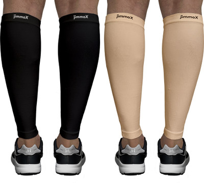 Jimmox Calf Compression Sleeves Shin Splint Support Calf Pain Relief Knee Support(Black, Beige)