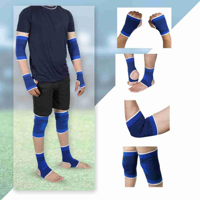 Shopeleven Set of Ankle, Palm, Knee, Elbow Support, Elbow & Ankle Support Hand Support Knee Support(Blue)