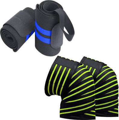 DreamPalace India Combo Set of Knee Support, Wraps for Gym Workout and Wrist Band Support Knee Support(Red)