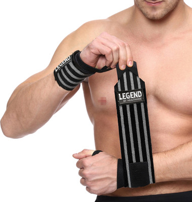 HealthHike Wrist Supporter for Gym with Thumb Loop, Wrist Band for Gym, Wrist Wrap for Gym Wrist Support(Grey, Black)