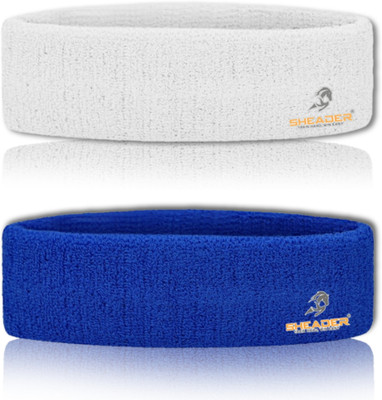 SHEADER Moisture Wicking Multipurpose Work Out Cotton Headband for Men's & Women's Head Support(White, Blue)