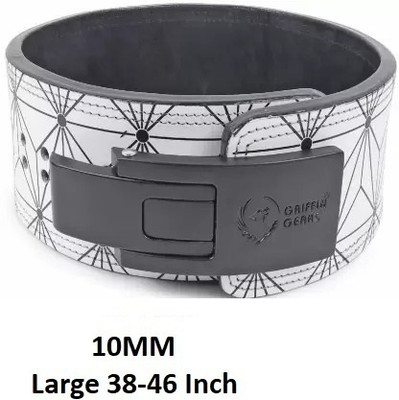 GRIFFIN GEARS Powerlifting Black Buckle With White Abstract Print Heavy 10mm Genuine Leather Weight Lifting Belt(White)