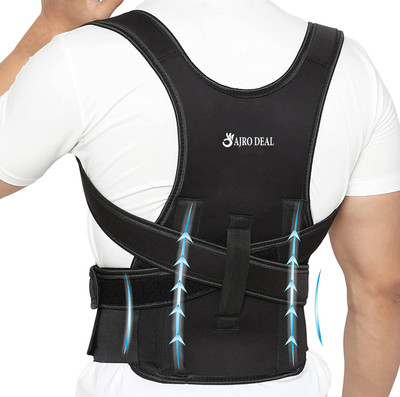 AJRO DEAL Posture Corrector With Two Flexible Plate |Posture Belt For Back & Shoulder Posture Corrector(Black)