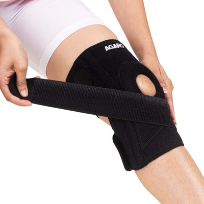 AGARO Knee Brace With Side Stabilizers & Patella Gel Pads, Adjustable Compression Knee Support