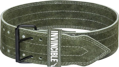 Invincible Heavy Duty Weightlifting Leather Belt 4 inch Olive Medium Weight Lifting Belt(Green)