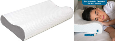 RUSHABH ENTERPRISE Memory Foam Polka Sleeping Pillow Pack of 1(White)