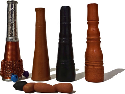 RKD Enterprises Black & Brown deshi chillum Terracotta Surahi (pack of - 4) Black, Brown Terracotta Surahi(0.2 L)