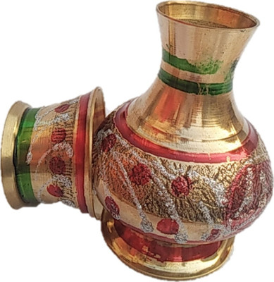 MiiArt Brass surahi and Glass(size-10 cm Small) Pack of 1 Set. Gold Brass Surahi(0.2 L)
