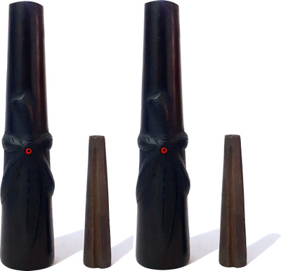 RKD Enterprises Terracotta Black Leaf Design Chillum 4.5 Inches Pack of 2 Black Terracotta Surahi(0.3 L)