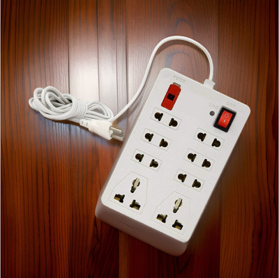 LifoDora 8 Sockets 2 Switches(Cord Length 2 Meters) 8 Socket Extension Boards NV 8  Socket Extension Boards(White, 2.5 m)