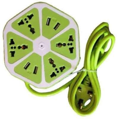 Gentle e kart Extension Multi-plug Hexagon Board Multicolor(pack of 1) 4  Socket Extension Boards(Multicolor, 2 m, With USB Port)