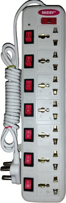 Skeisy NEW EXTENSION CORD 7+7 3 MTR WIRE AND POWR UP 6 AMP AND 240V 7  Socket Extension Boards(White, 3 m)