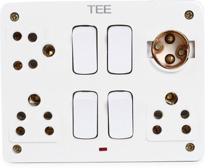 The Elite Electrotek Extension Bord 4 Socket 3 Switch 1 Holdar Combined Box Heavy-Duty Wall Mount Box 4  Socket Extension Boards(White, 0 m)
