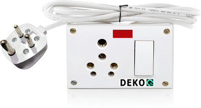 DEKOQ 1 Universal Socket and 1 Switch 16Amp Power Extension Board 240 Volts, 1  Socket Extension Boards(White, 2 m)
