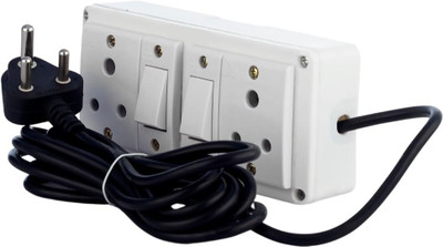 JELECTRICALS Premium White Extension Switch Board With 4 Socket and 4 Switch 4  Socket Extension Boards(White, 12 m)