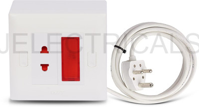 JELECTRICALS Premium Modular One Two Pin Socket and One Indicater Extension Board 1  Socket Extension Boards(White, 6 m)