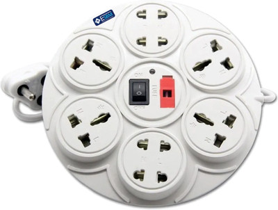 GLUCKLICH 8 Socket Power Srtip Extension Cord/Board , 2 Meter Cord Wire 8  Socket Extension Boards(White, 2 m)