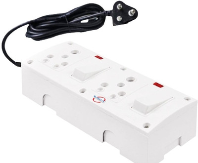 BAHUL 4 meter wire small plug easy to fit everywhere 1000watt capacity 2  Socket Extension Boards(White, 4 m)
