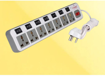 Aadars Creation 7-Socket Surge Protector Power with Heavy-duty cord 7  Socket Extension Boards(White, 3.2 m)