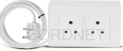 Cordnet Premium Modular Extension With With two Pin Socket and Switch three Core Wire 2  Socket Extension Boards(White, 15 m)