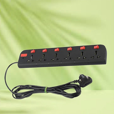 Aldeco Switch Extension Board with 6 Socket 6  Socket Extension Boards(Black, 2.25 m)